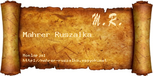Mahrer Ruszalka névjegykártya